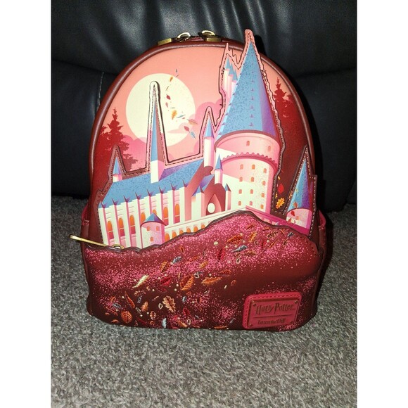 NEW! Loungefly Harry Potter Hogwarts Fall Leaves Mini Backpack - Picture 1 of 9